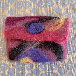 Needle Felt Pouch 
Handmade
With needle felted button.
